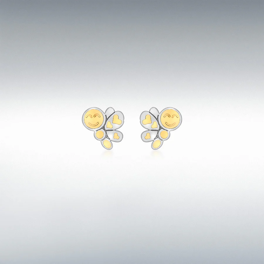 9CT 2-COLOUR GOLD 6MM X 5MM DRAGONFLY STUD EARRINGS
