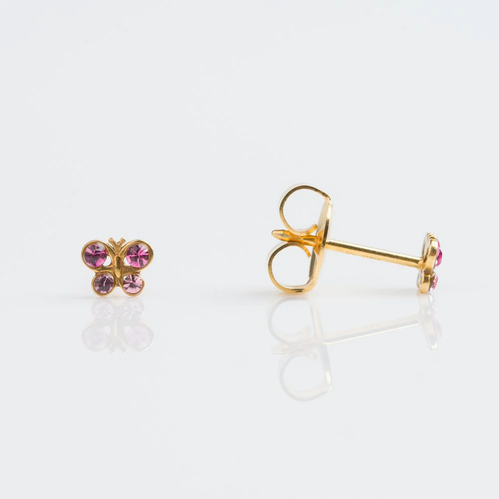 9CT GOLD BUTTERFLY ROSE / LIGHT ROSE