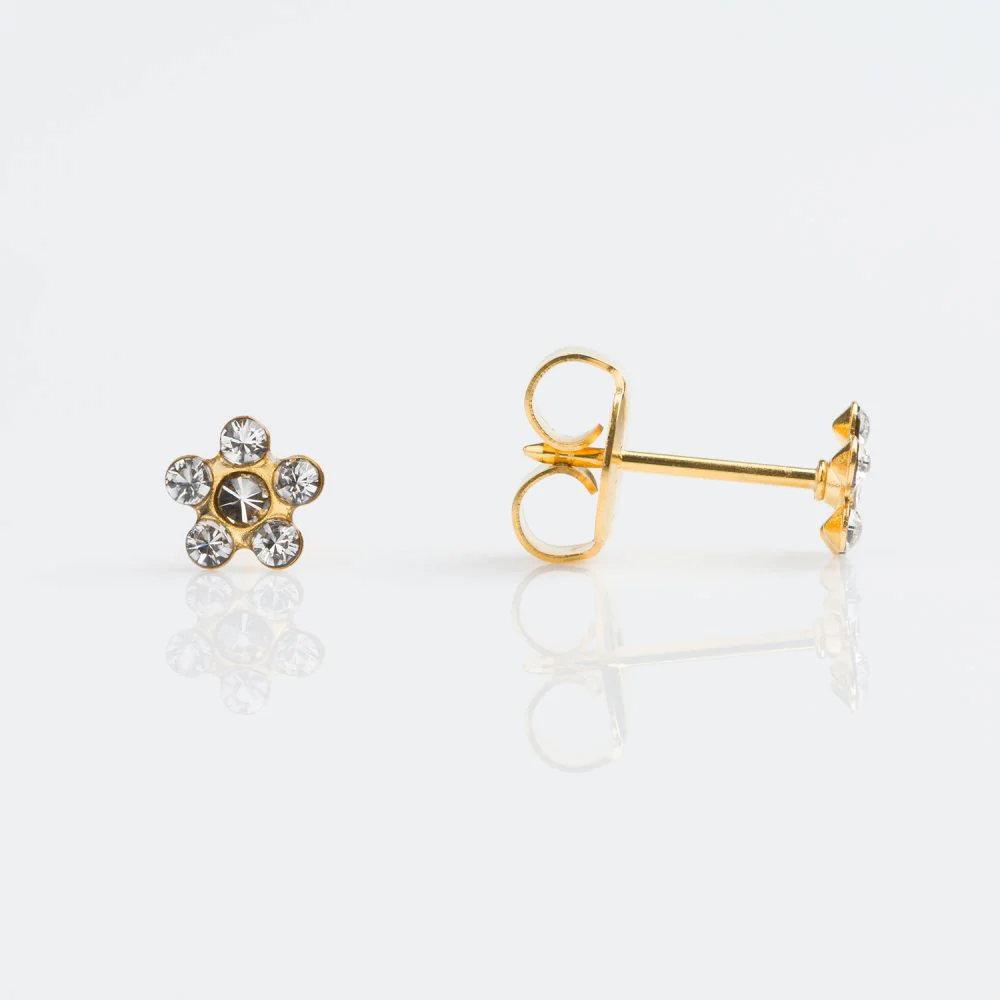 18CT GOLD 6 STONE DAISY CRYSTAL
