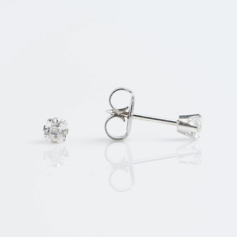 9CT WHITE GOLD PRINCESS CUT 3MM CUBIC ZIRCONIA