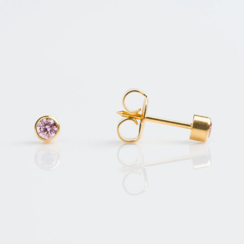 9CT GOLD BEZEL 3MM PINK CUBIC ZIRCONIA