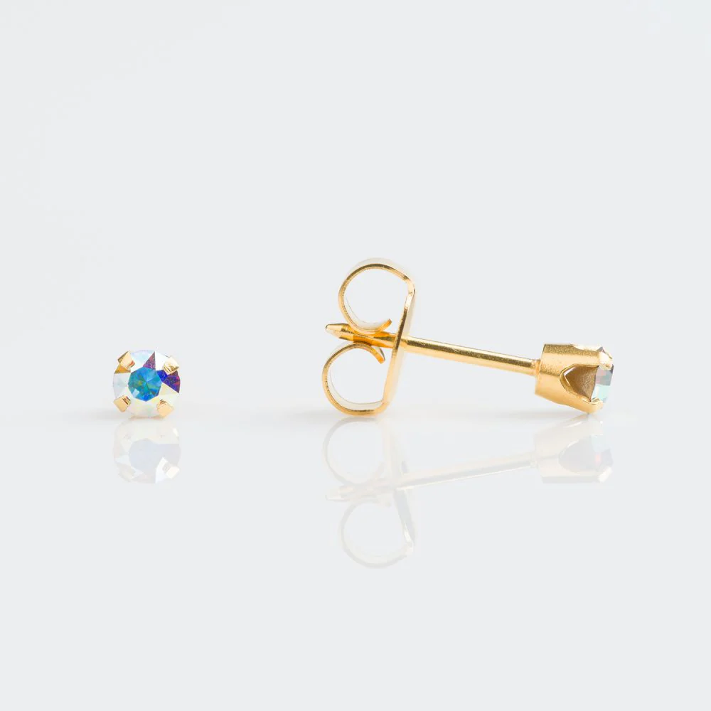 14CT GOLD TIFF. 3MM AB CRYSTAL