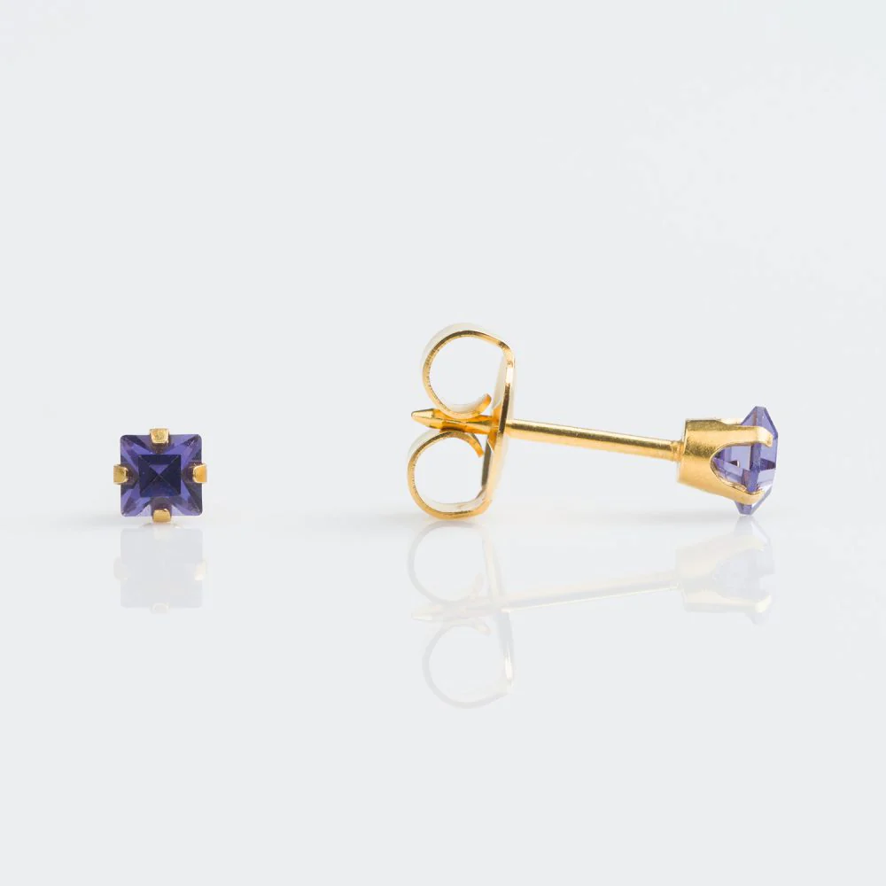9CT GOLD PRINCESS CUT 3MM TANZANITE