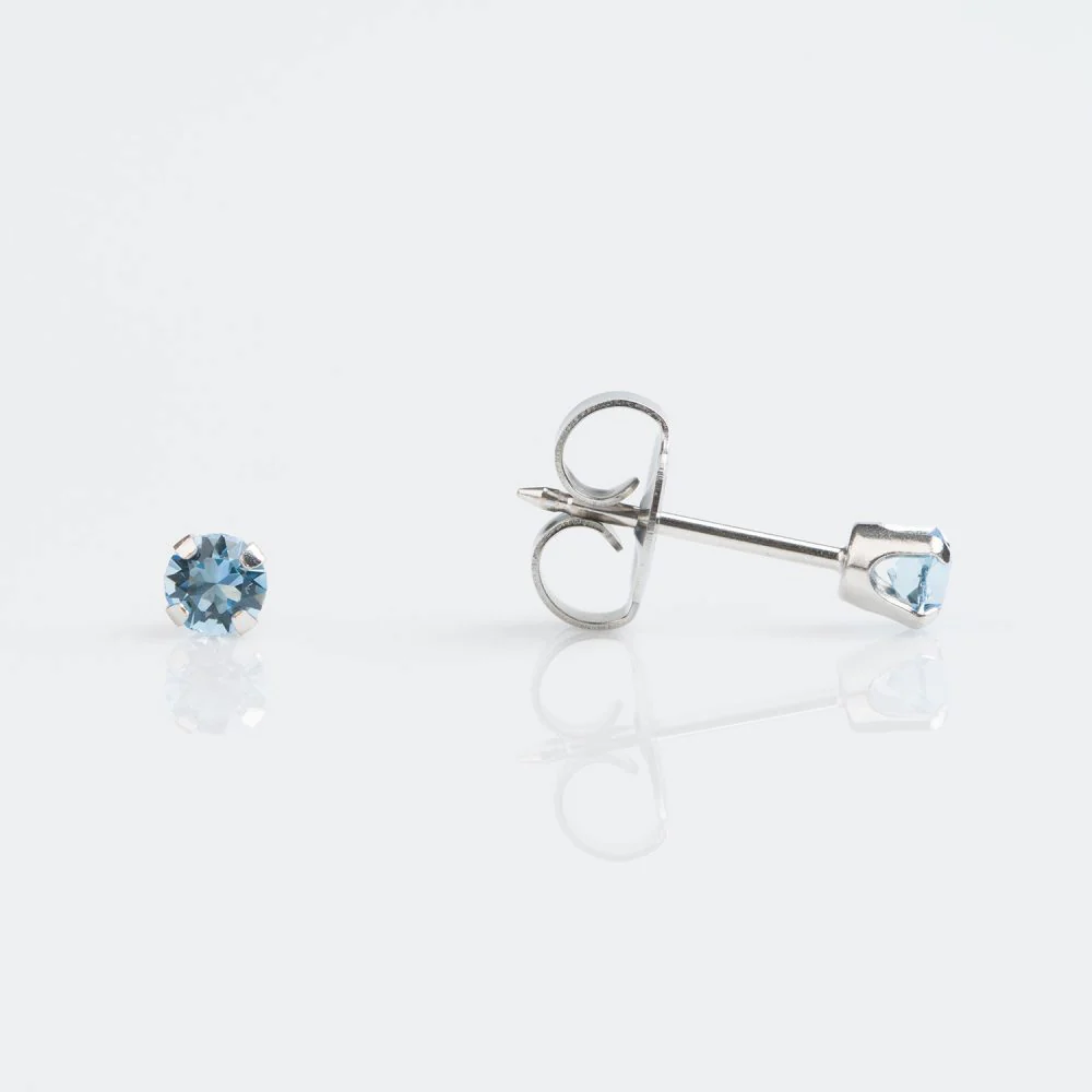 9CT WHITE GOLD TIFF. 3MM MARCH AQUAMARINE